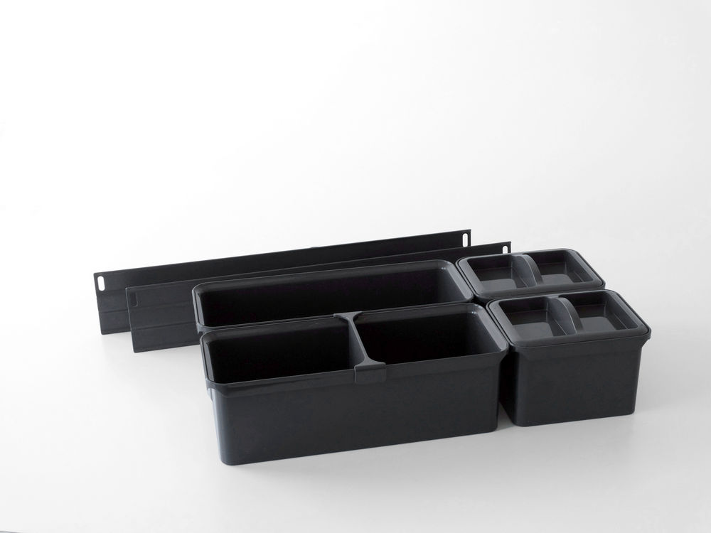 Набор емкостей №3 Юбокс, Диспенса / Диспенса Джуниор 300 мм, 2хбокса 1л., 2хбокса 2.1 л., 1хделитель, 2хкрышки, цвет АНТРАЦИТ Kessebohmer | официальный магазин